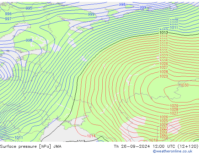 Surface pressure JMA Th 26.09.2024 12 UTC