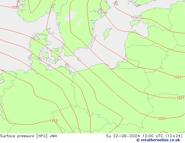 Surface pressure JMA Su 22.09.2024 12 UTC