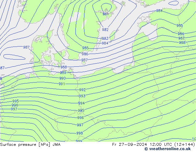 Surface pressure JMA Fr 27.09.2024 12 UTC