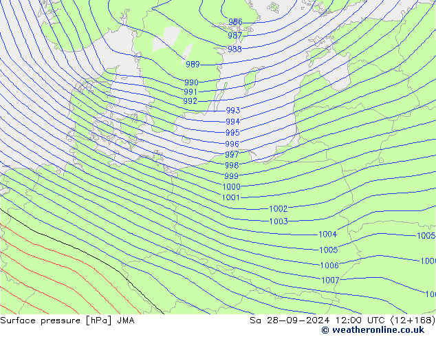 Luchtdruk (Grond) JMA za 28.09.2024 12 UTC