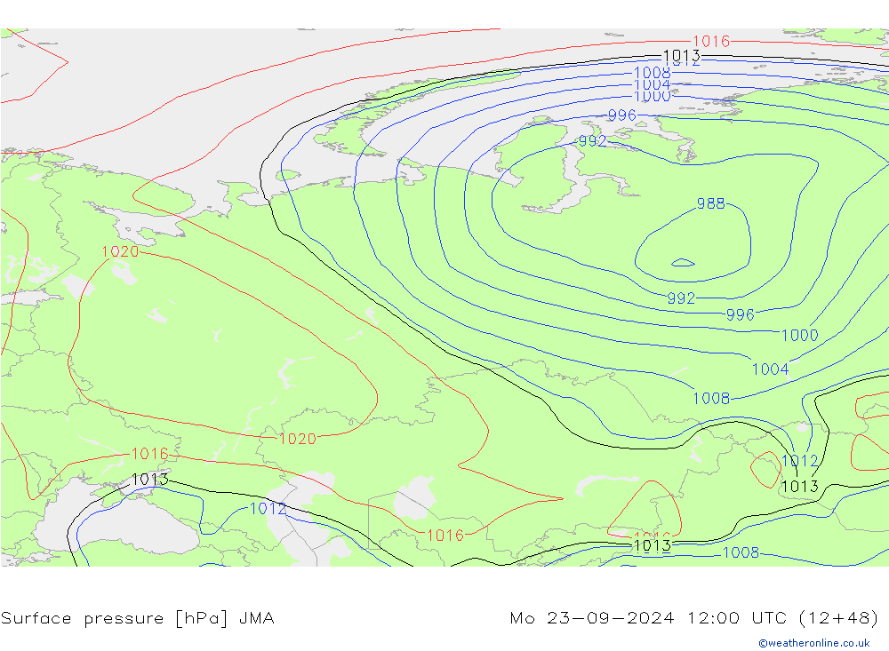 Yer basıncı JMA Pzt 23.09.2024 12 UTC