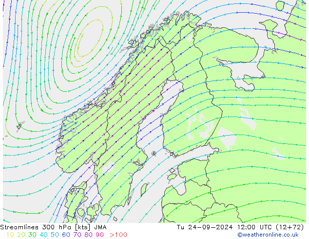 Streamlines 300 hPa JMA Tu 24.09.2024 12 UTC