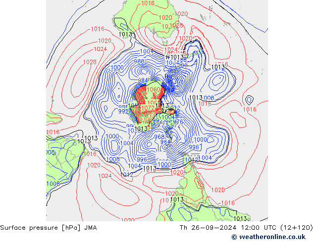 Surface pressure JMA Th 26.09.2024 12 UTC