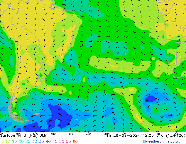 Surface wind JMA Th 26.09.2024 12 UTC