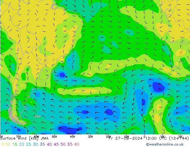 Surface wind JMA Fr 27.09.2024 12 UTC