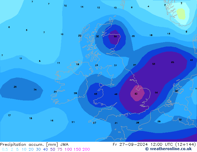 Precipitation accum. JMA Pá 27.09.2024 12 UTC