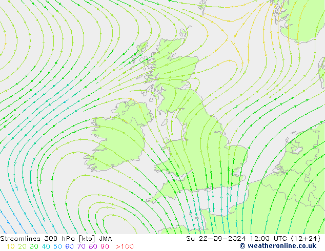 风 300 hPa JMA 星期日 22.09.2024 12 UTC