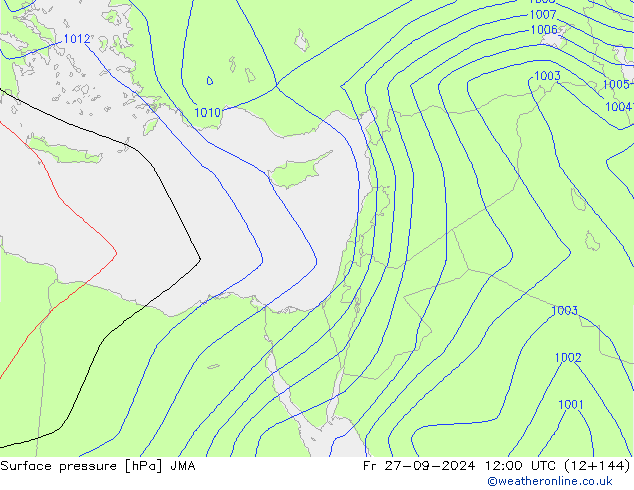 pressão do solo JMA Sex 27.09.2024 12 UTC