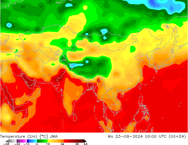 карта температуры JMA пн 23.09.2024 00 UTC