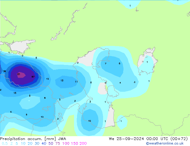 Precipitation accum. JMA Qua 25.09.2024 00 UTC