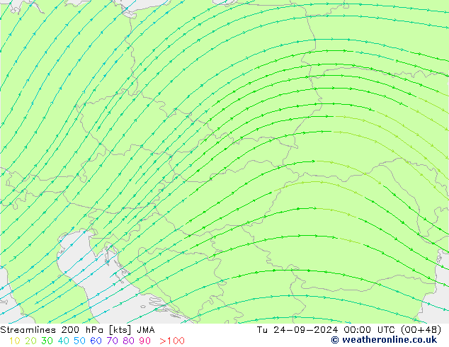 Stroomlijn 200 hPa JMA di 24.09.2024 00 UTC