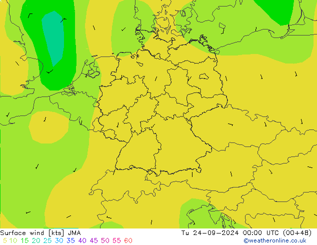 Bodenwind JMA Di 24.09.2024 00 UTC