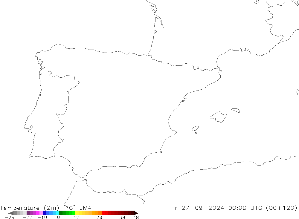 Temperaturkarte (2m) JMA Fr 27.09.2024 00 UTC