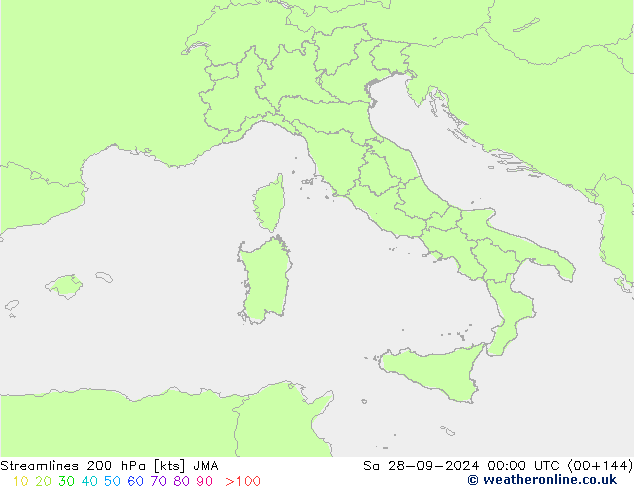 Streamlines 200 hPa JMA Sa 28.09.2024 00 UTC