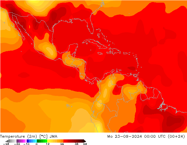 Temperature (2m) JMA Mo 23.09.2024 00 UTC