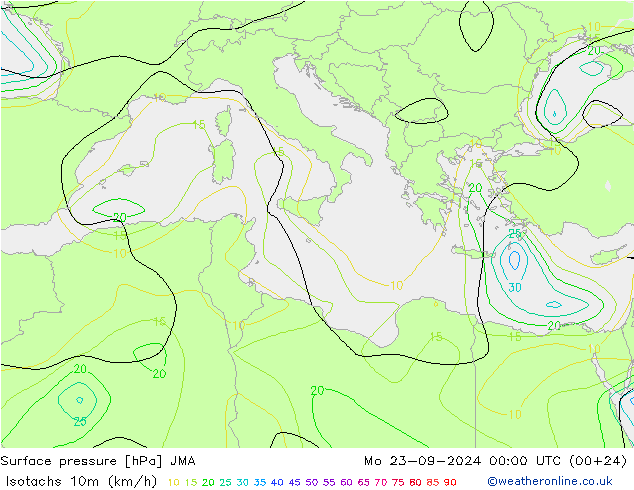 Isotachs (kph) JMA Seg 23.09.2024 00 UTC