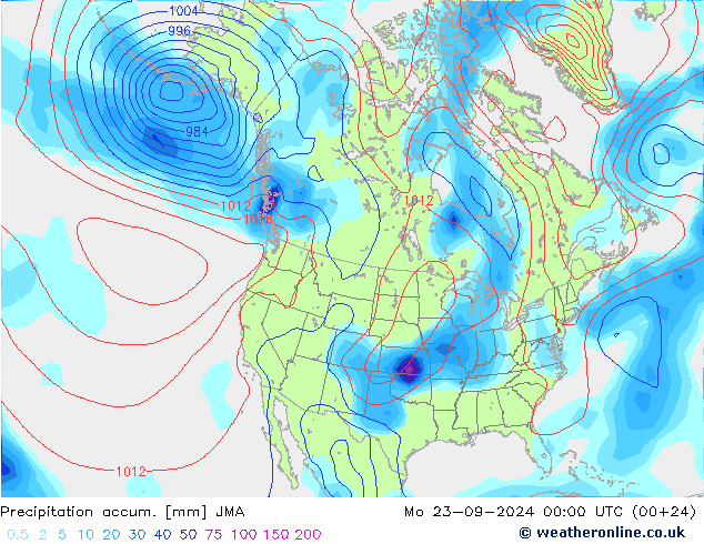 Nied. akkumuliert JMA Mo 23.09.2024 00 UTC