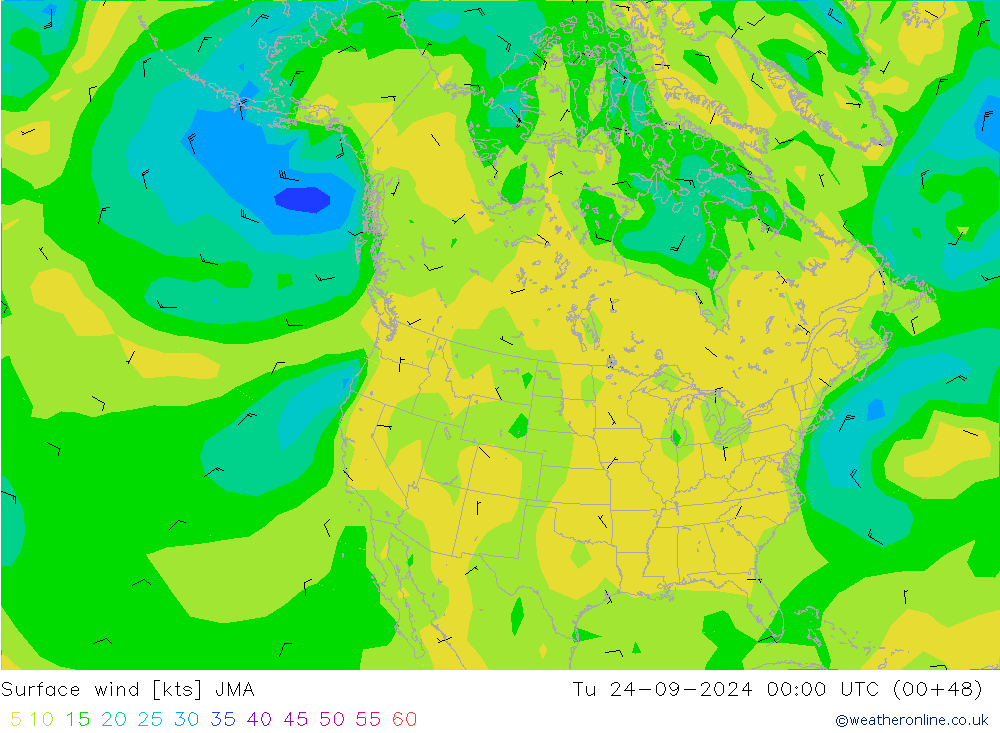 Surface wind JMA Tu 24.09.2024 00 UTC