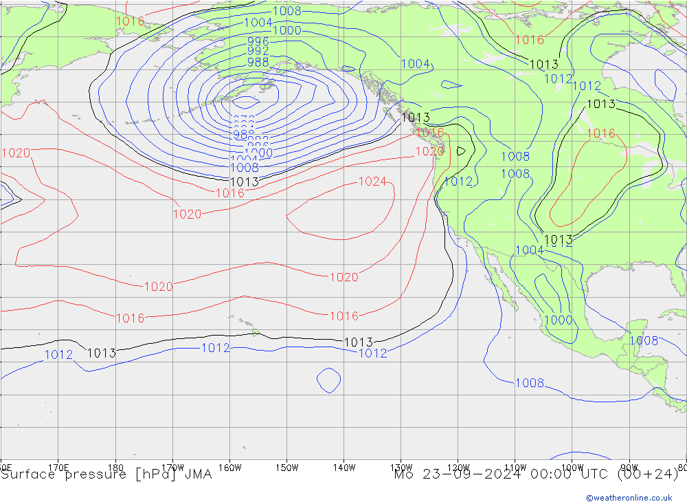 Surface pressure JMA Mo 23.09.2024 00 UTC