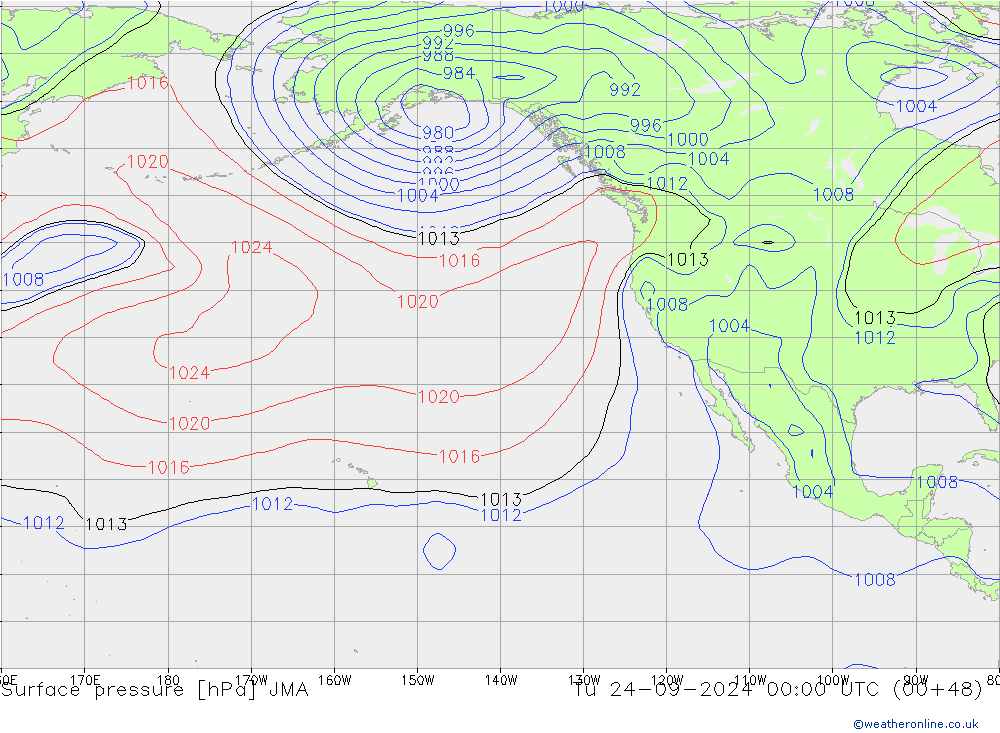 Surface pressure JMA Tu 24.09.2024 00 UTC