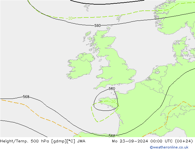 Height/Temp. 500 гПа JMA пн 23.09.2024 00 UTC