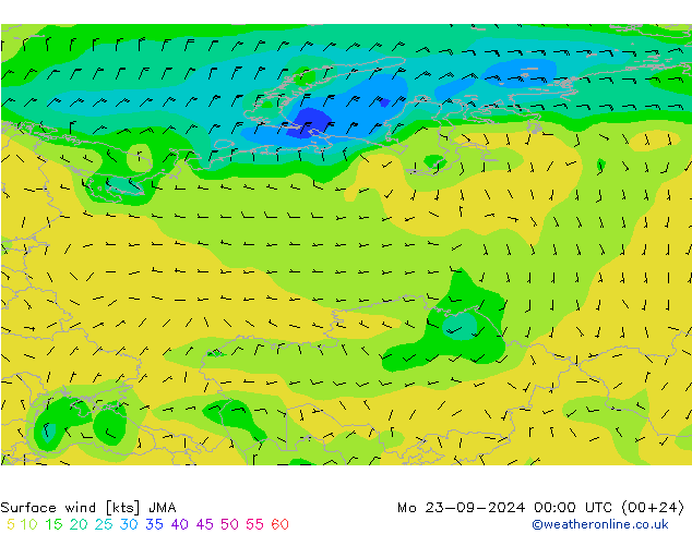 Bodenwind JMA Mo 23.09.2024 00 UTC