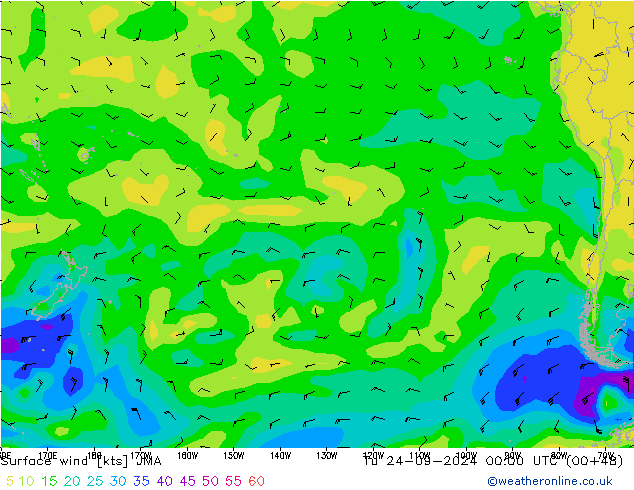 Surface wind JMA Tu 24.09.2024 00 UTC