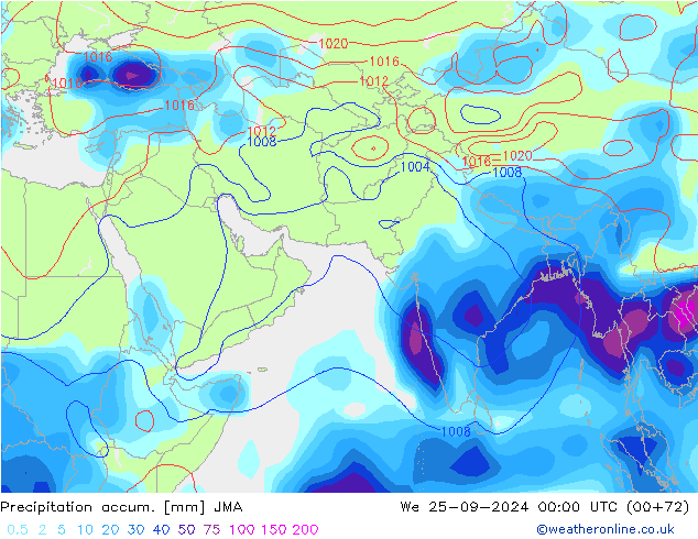 Precipitation accum. JMA We 25.09.2024 00 UTC