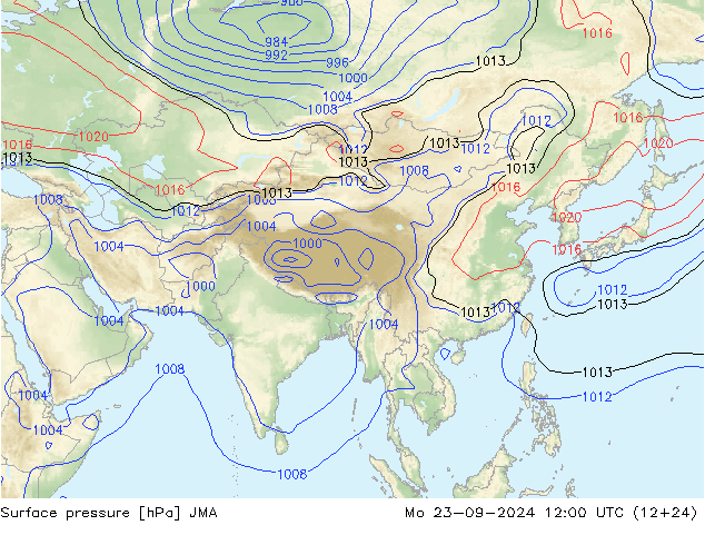 Surface pressure JMA Mo 23.09.2024 12 UTC