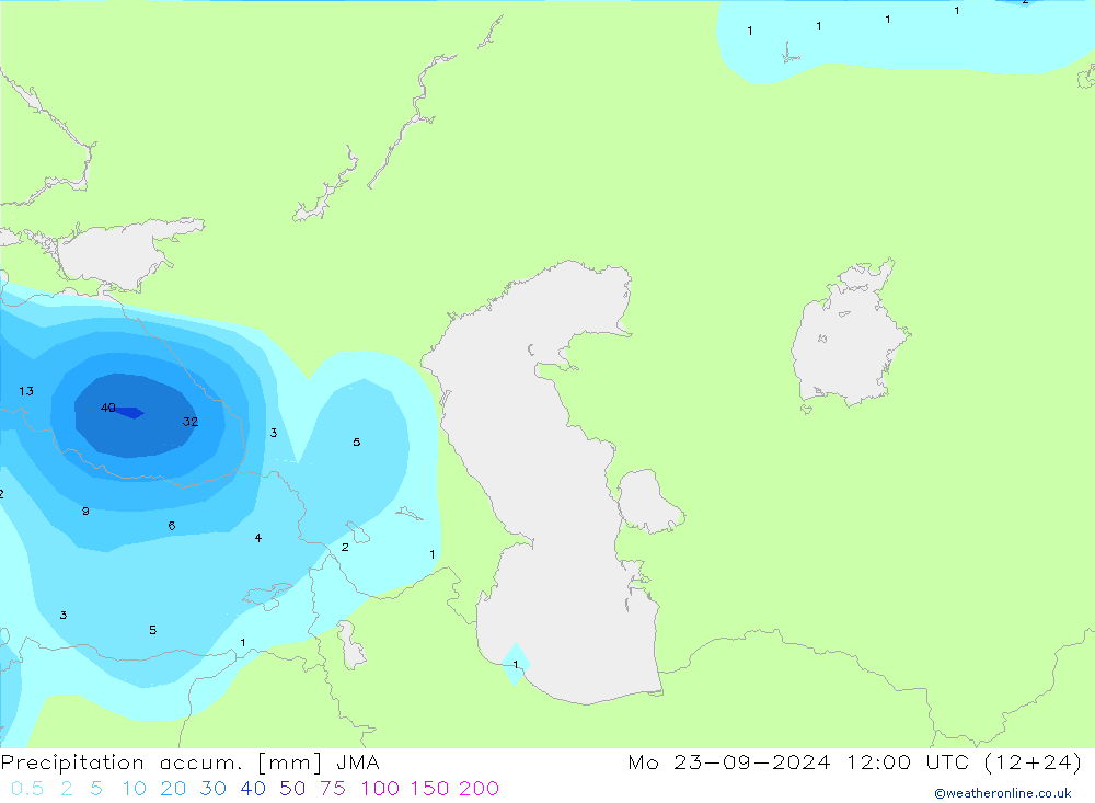 Precipitation accum. JMA pon. 23.09.2024 12 UTC