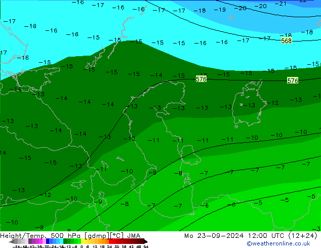 Height/Temp. 500 hPa JMA Po 23.09.2024 12 UTC