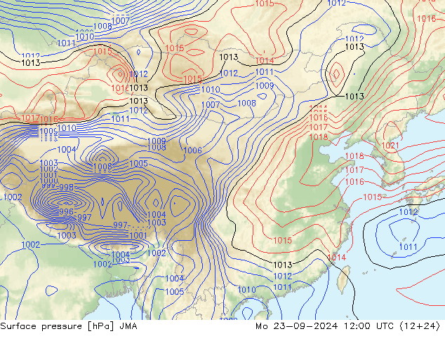 地面气压 JMA 星期一 23.09.2024 12 UTC