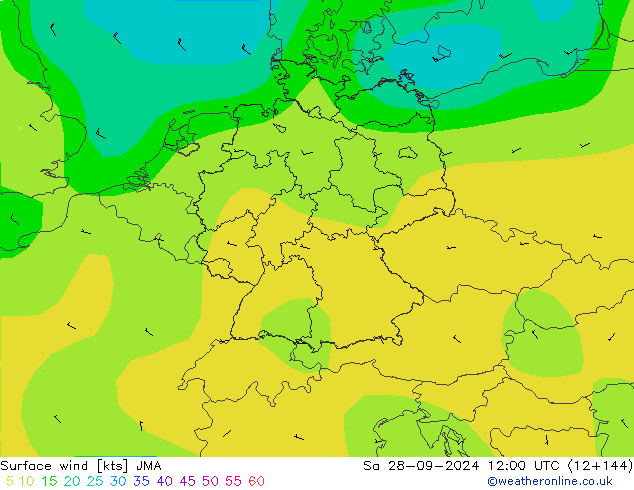 Wind 10 m JMA za 28.09.2024 12 UTC