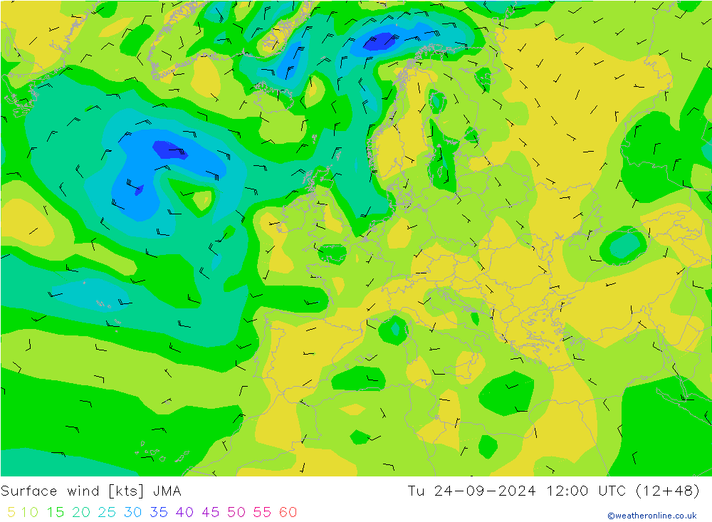 Wind 10 m JMA di 24.09.2024 12 UTC