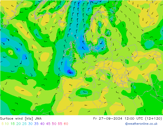 Bodenwind JMA Fr 27.09.2024 12 UTC