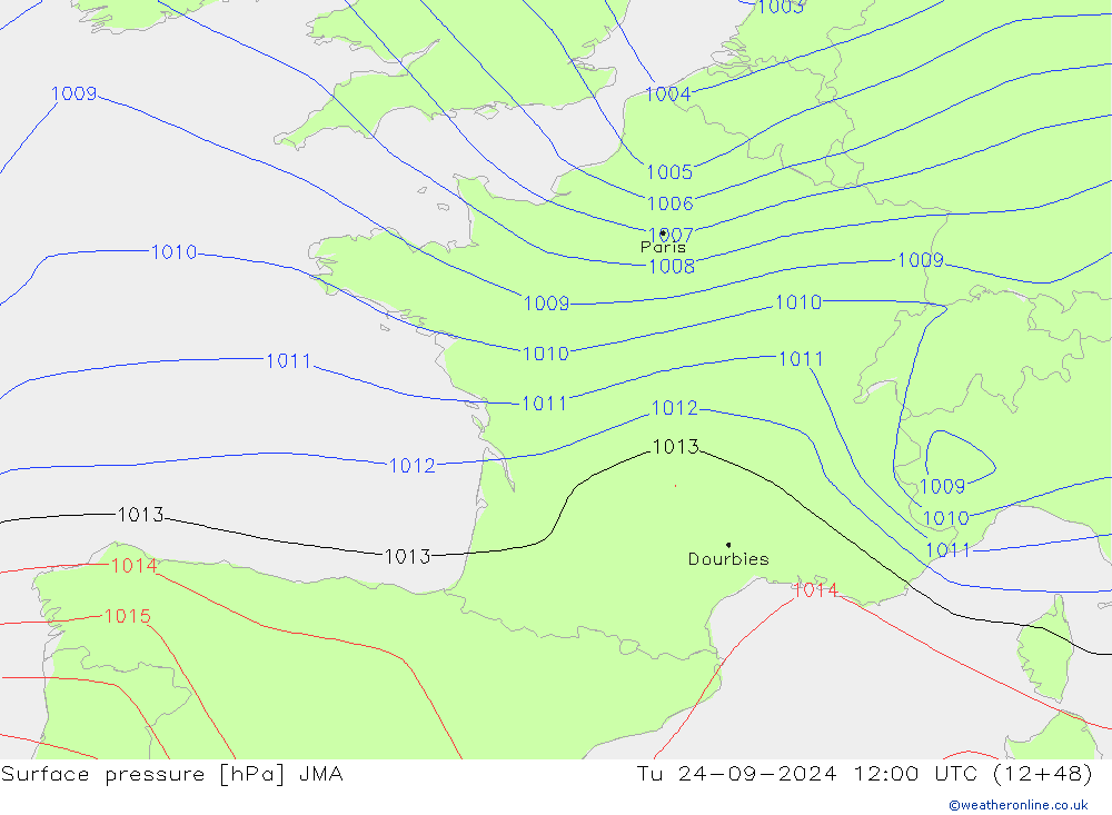 Bodendruck JMA Di 24.09.2024 12 UTC