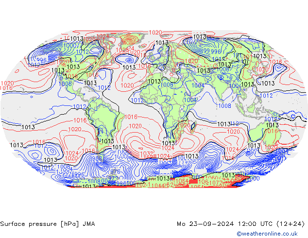 Surface pressure JMA Mo 23.09.2024 12 UTC