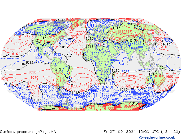 Surface pressure JMA Fr 27.09.2024 12 UTC