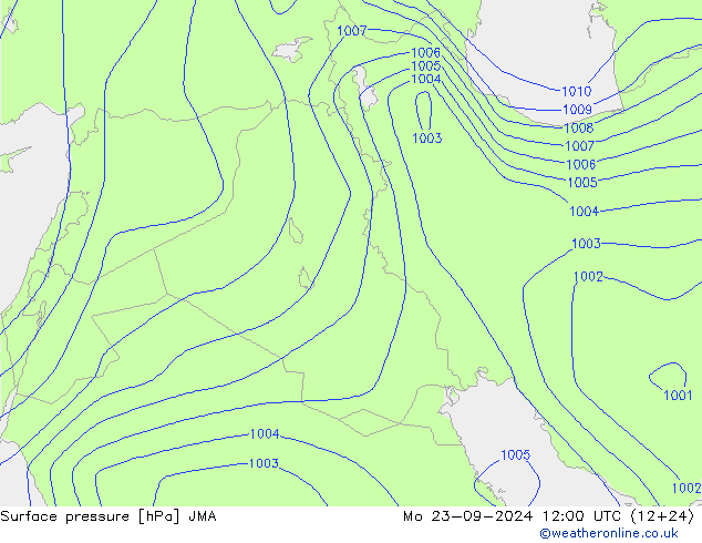 Surface pressure JMA Mo 23.09.2024 12 UTC