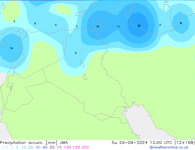 Toplam Yağış JMA Paz 29.09.2024 12 UTC