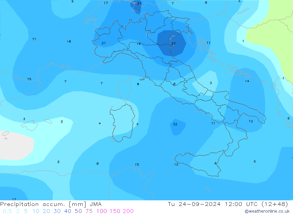 Precipitation accum. JMA Tu 24.09.2024 12 UTC