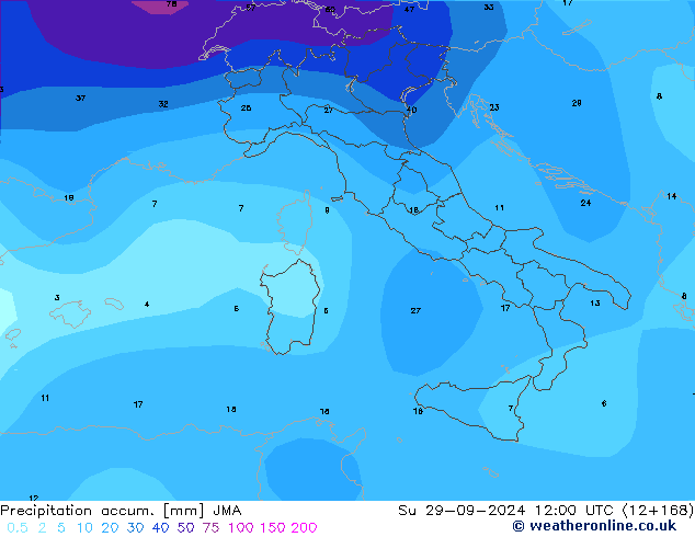 Precipitation accum. JMA Su 29.09.2024 12 UTC