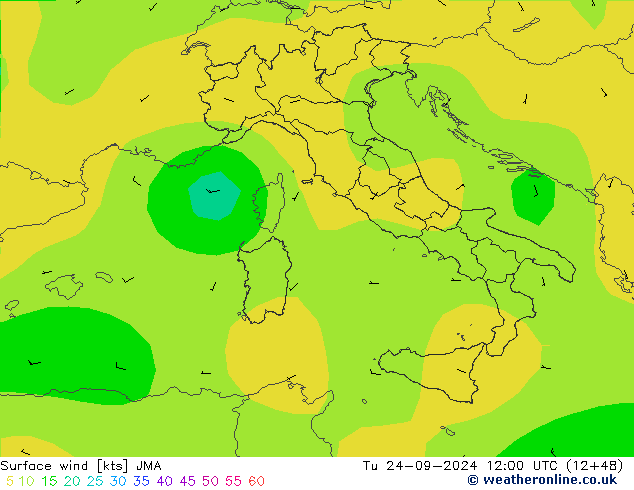 Viento 10 m JMA mar 24.09.2024 12 UTC