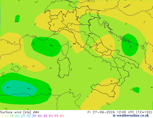 Surface wind JMA Fr 27.09.2024 12 UTC