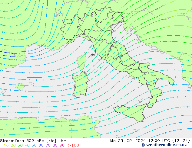 Streamlines 300 hPa JMA Po 23.09.2024 12 UTC