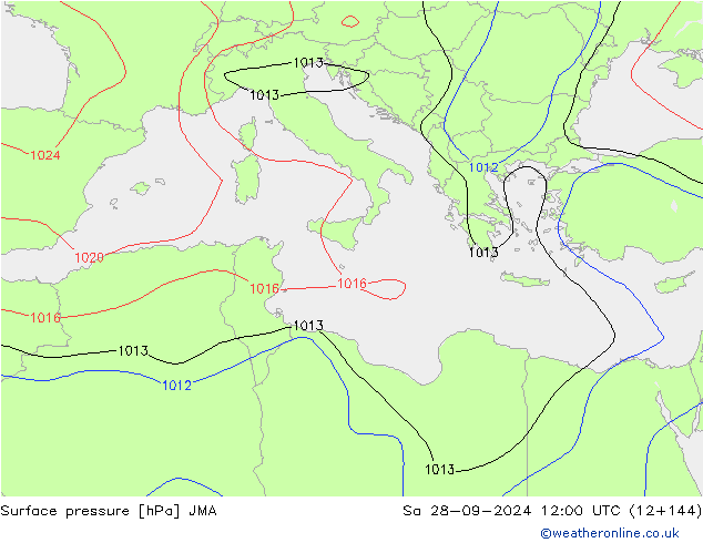 Surface pressure JMA Sa 28.09.2024 12 UTC