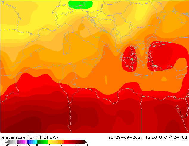 température (2m) JMA dim 29.09.2024 12 UTC