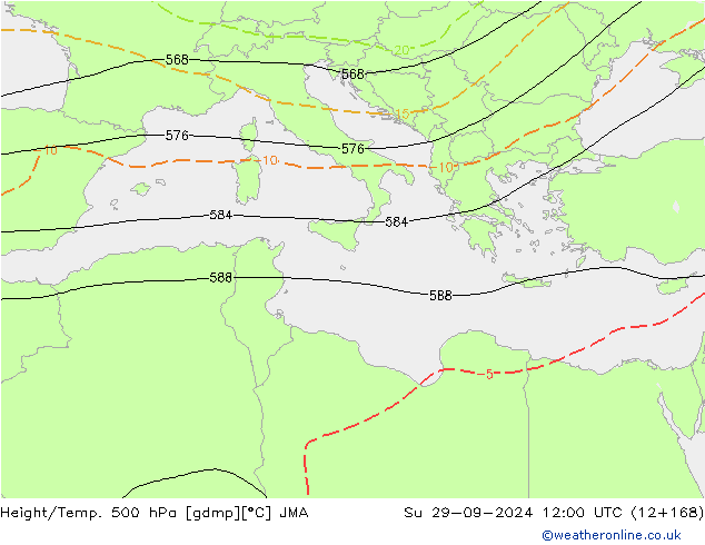 Height/Temp. 500 hPa JMA Ne 29.09.2024 12 UTC