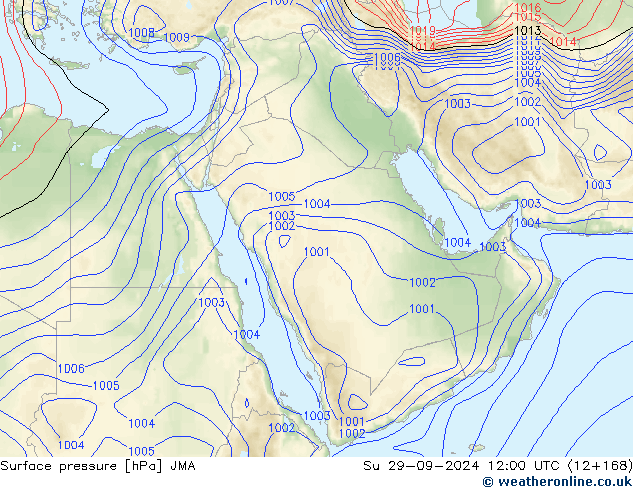 Surface pressure JMA Su 29.09.2024 12 UTC