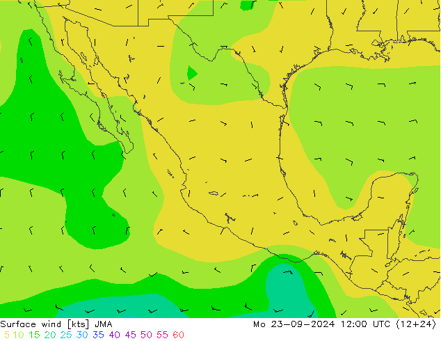 Surface wind JMA Mo 23.09.2024 12 UTC